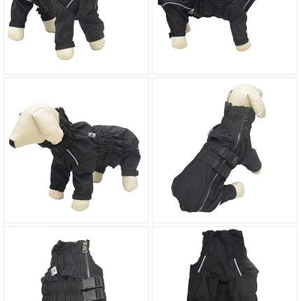 Dogs Waterproof Jacket, Lightweight Waterproof Jacket Reflective Safety Dog Raincoat Windproof Snow-proof Dog Vest for Corgis Dachshund Small Medium Large Dogs Black D-M