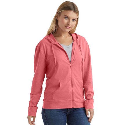 Hanes Women's Jersey Full Zip Hoodie, Briny Pink, X-Large