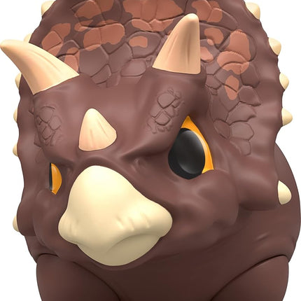 Mattel Jurassic World Bite Club Collectible Figure, Triceratops Chubby Stylized Dinosaur Approx 4-Inch Figure with Accessory, HVB39