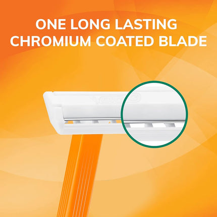 BIC Sensitive Disposable Razors for Men, Long-Lasting 1 Blade Razors for Sensitive Skin, 52 Count Shaving Razors Orange