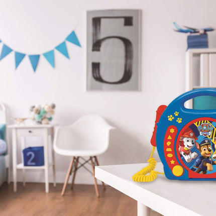 Lexibook Paw Patrol Chase Marshall, Karaoke CD Player with 2 Microphones, Programming Function, Headphones Jack, for Kids, with Power Supply or Batteries, Blue/Red, RCDK100PA