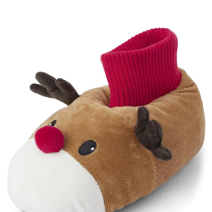 Gymboree Unisex-Child and Toddler Slip Resistant Home Slipper, Christmas Reindeer, 11-12 Little Kid