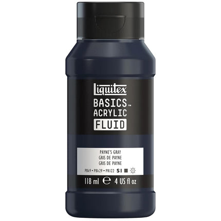 Liquitex BASICS Acrylic Fluid Paint, 118ml (4-oz) Bottle, Paynes Grey