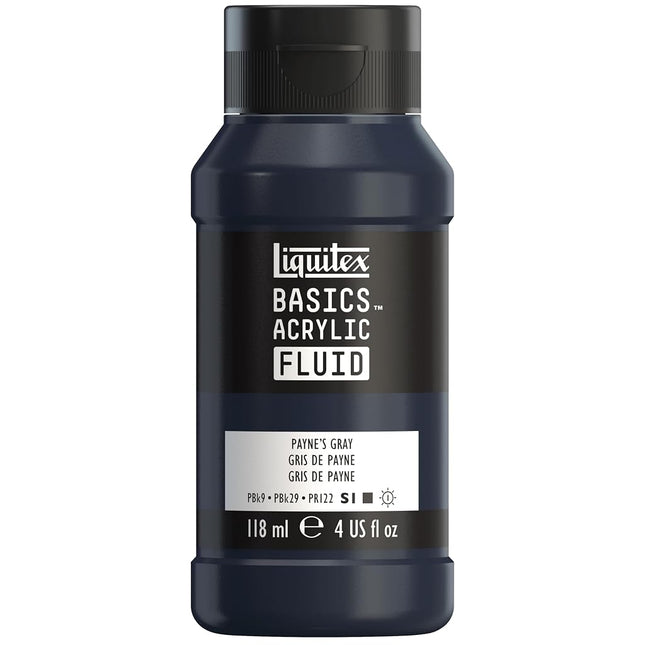 Liquitex BASICS Acrylic Fluid Paint, 118ml (4-oz) Bottle, Paynes Grey