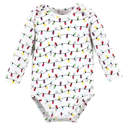Hudson Baby unisex-baby, bodys de algodón de manga larga, Merry and Bright, 3-6 meses