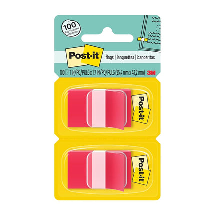 Marque-pages Post-it standards avec dévidoir, 2,5 cm de large, rouge, 100 drapeaux, 680-RD2