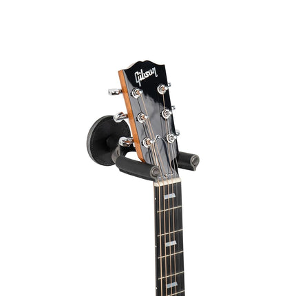 Levy's Leathers Forged Steel Guitar Hanger; Smoked Metal with Black Veg-Tan Leather Yoke Wraps (LVY-FGHNGR-SMBK)