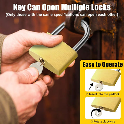 Yaocom 18 Pcs Solid Brass Keyed Padlock, Small Yellow Gym Lock, Strong Padlock with Same Key for Luggage Toolbox (40mm 1-9/16")