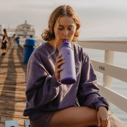 BOTTLE BOTTLE Insulated Water Bottle 950ml(32oz) Stainless Steel Sports Water Bottles with Straw Dual-use Lid Drink Flask Design for Gym with Pill Box (Purple)