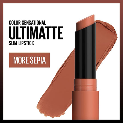 Maybelline Color Sensational Ultimatte Neo-Neutrals Slim Lipstick, Lightweight Blurring Formula with High-Impact Pigments, More Sepia, 0.06 oz