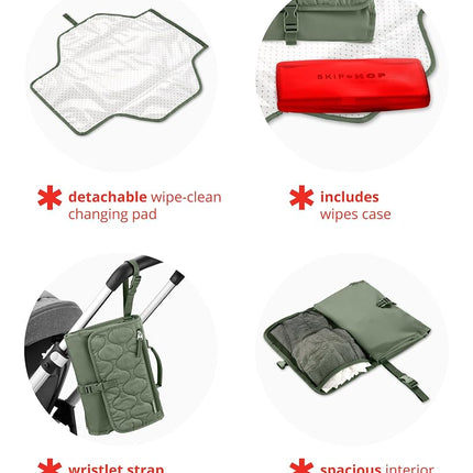 Skip Hop Pronto Signature Portable Changing Mat, Dark Sage, Easy Clean and Travel Friendly
