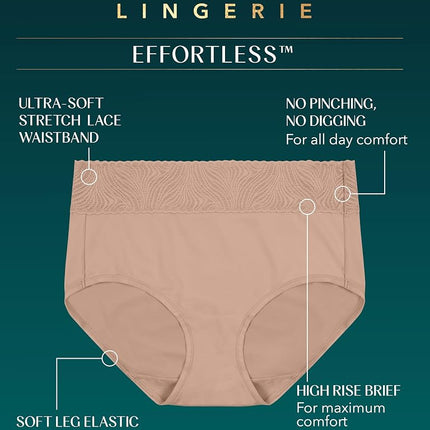 Vanity Fair Women's Effortless Brief Knickers Panty, 18, Natural