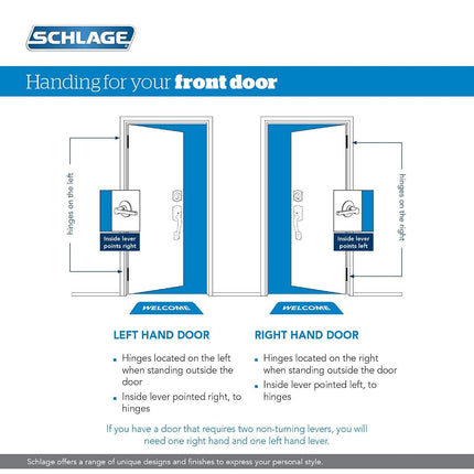 Schlage FE285-CAM-ACC-CAM-LH Camelot Lower Handle Set for Electronic Keypad with, Aged Bronze