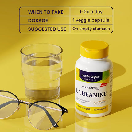 Healthy Origins L-Theanine (AlphaWave) 100 mg, 180 Veggie Caps