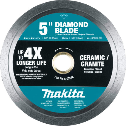 Makita E-02674 5" Diamond Blade, Continuous Rim, G