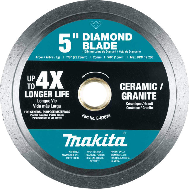 Makita E-02674 5" Diamond Blade, Continuous Rim, G