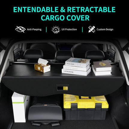 Cargo Cover Compatible with Toyota Highlander 2014-2019, Retractable Car Trunk Cover Accessories, Rear Luggage Security Shield Shade Black Privacy Screen for Highlander 2019 2018 2017 2016 2014 2015