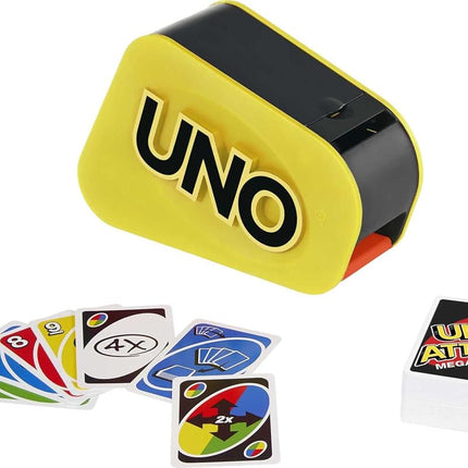 Mattel Games Uno Attack Mega Hit Card Game with Random-Action Launcher with Lights & Sounds & 112 Cards, Kid, Teen & Adult Game Night Gift Ages 7 Years & Older