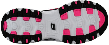 Skechers Women's D'Lites Slip-On Mule Sneaker Black/Hot Pink 11 Wide