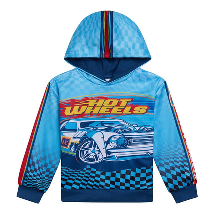 Hot Wheels Toddler Boys Fleece Pullover Hoodie and Jogger Pants Outfit Set Blue 3T