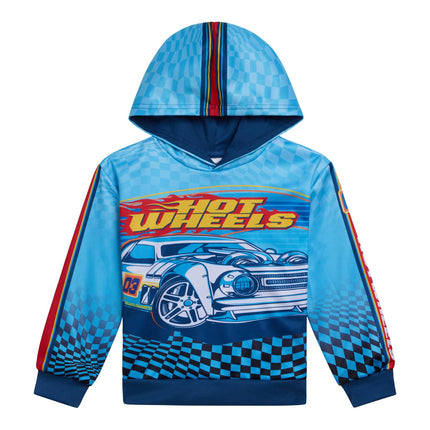Hot Wheels Fleece Pullover Hoodie and Jogger Pants Outfit Set Toddler to Big Kid Sizes (2T - 14-16), Blue, 2 Years