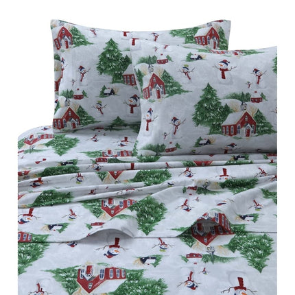 Tribeca Living PLRE170SHEETCK Parure de draps en flanelle à motif de wapiti, poches profondes, très grand lit