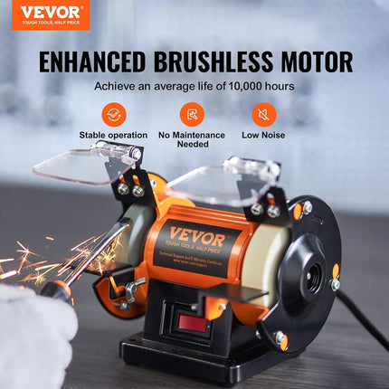 VEVOR Jewelry Polisher, Bench Grinder Polishing & Buffing Machine, 3590RPM Bench Lathe Polisher with 1 Wool Wheel & 1 Abrasive Fiber Wheel & 1 Grinding Wheel & 100pcs Tools