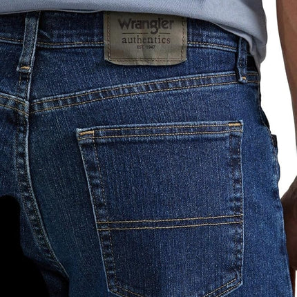 Wrangler Men's Comfort Flex Waist Relaxed Fit Jean Jeans, Dark Stonewash, 36W / 32L
