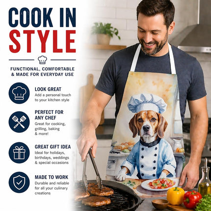 Caroline's Treasures Beagle The Chef Apron Cooking Kitchen Server Baking Crafts Gardening for Adult Women Men, Unisex, Large, Multicolor