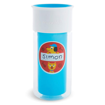 Munchkin Miracle 360 Insulated Swaddle Cup, Includes Stickers for Personalizing Cup, 255 ml, Blue