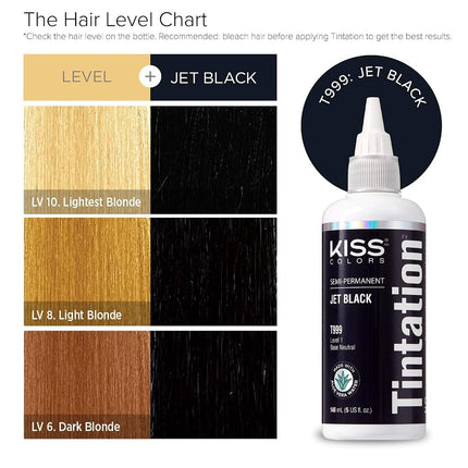 Kiss Tintation Semi-Permanent Hair Color Treatment Jet Black 148 mL