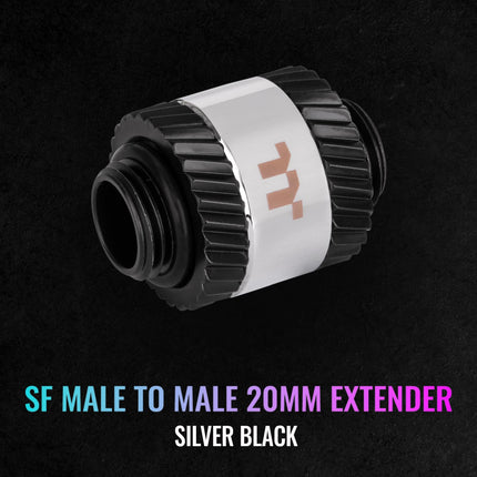 Thermaltake Pacific SF Male to Male 20mm Extender Silver Black/DIY LCS/Fittings CL-W390-CU00SL-A