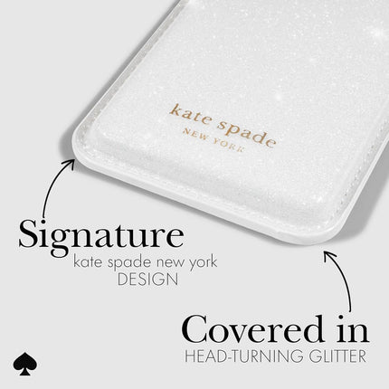 Kate Spade New York Magnetic Wallet/Card Holder - Compatible with MagSafe Phones and Cases - White Glitter