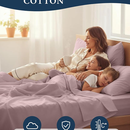 LANE LINEN 100% Organic Cotton California King Sheets Set, 4-Piece Pure Organic Cotton Long Staple Percale Weave Ultra Soft Best Bedding Sheets for Bed, Breathable, Fits Mattress Upto 15" Deep - White