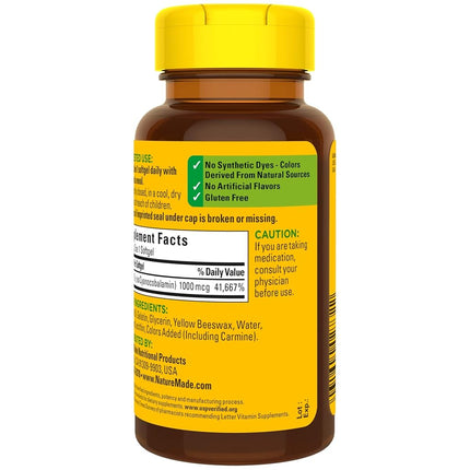 Vitamin B12 1000 mcg Softgels, 90 Count for Metabolic Health