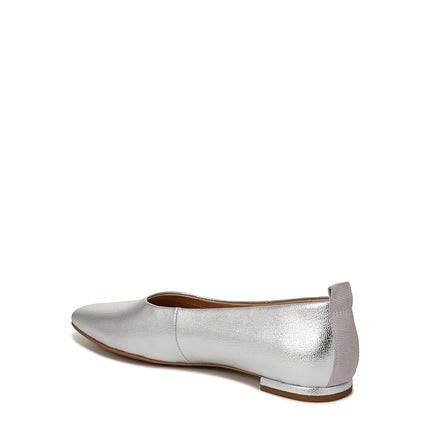 Franco Sarto Women's Vana Slip on Ballet Flat Loafer, Silver Metallic, 11 Wide