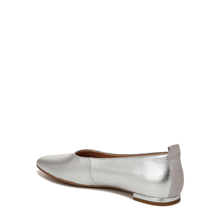 Franco Sarto Women's Vana Slip on Ballet Flat Loafer, Silver Metallic, 11 Wide
