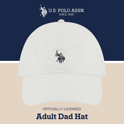 U.S. Polo Assn. Polo Pony Logo Baseball Hat, 100% Cotton, Adjustable Cap, White