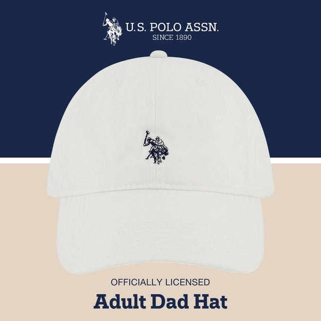 U.S. Polo Assn. Polo Pony Logo Baseball Hat, 100% Cotton, Adjustable Cap, White