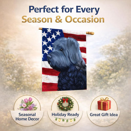 Caroline's Treasures CK6453CHF Bandera estadounidense Bouvier des Flandres, lienzo, tamaño casa, grande, multicolor