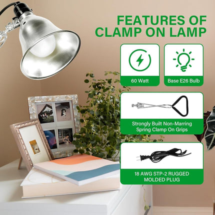 Simple Deluxe Lampe à pince avec douille et réflecteur en aluminium de 5,5 pouces, convient pour une lampe de 60 W maximum (ampoule non incluse) avec cordon de 1,8 m de calibre 18/2, lot de 2, argent