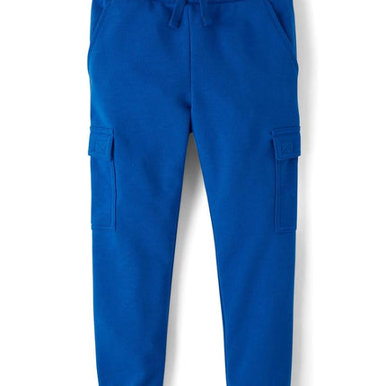 The Children's Place Boys' Active French Terry Cargo Jogger Pants, Renew Blue Cargo, X-Large