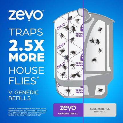 Zevo Flying Insect Trap Refill Cartridges for Fruit Flies & Gnats, 6 Count