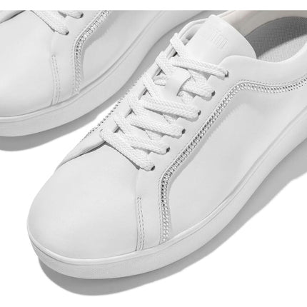 Rally Crystal-Trim Leather Sneakers Urban White