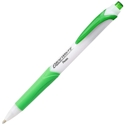 Pentel GlideWrite Ballpoint Pen with TechniFlo Ink, (1.0mm) Medium Line, Lime Green Ink, Box of 12 Pens (BX910-K)