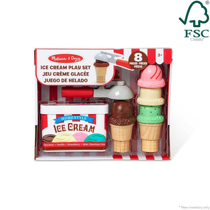Melissa & Doug Scoop and Stack Ice Cream Cone Wooden Magnetic Pretend Play Food Set, Preschool Toy Play Ice Cream Set, Pretend Food, Toy For Toddlers And Kids Ages 3+ - FSC Certified - FSC Certified