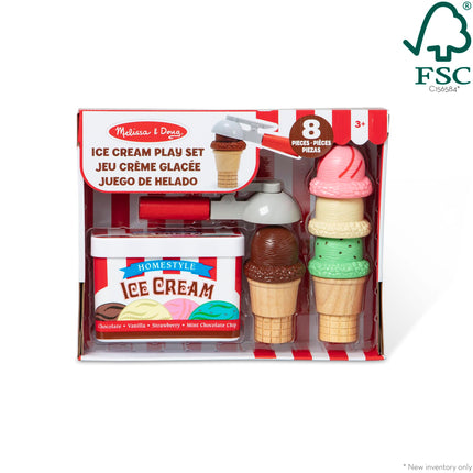 Melissa & Doug Scoop and Stack Ice Cream Cone Wooden Magnetic Pretend Play Food Set, Preschool Toy Play Ice Cream Set, Pretend Food, Toy For Toddlers And Kids Ages 3+ - FSC Certified - FSC Certified