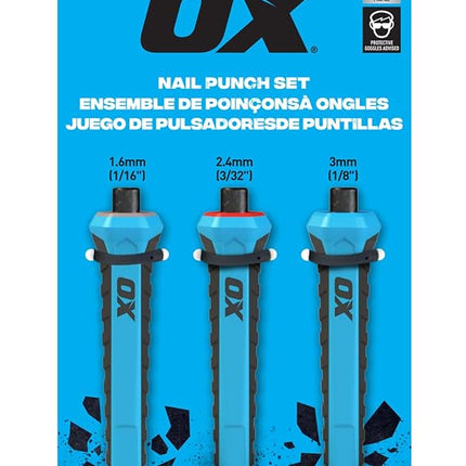 OX Pro Nail Setter Nail Set 3-Pack - 1.6mm, 2.4mm,