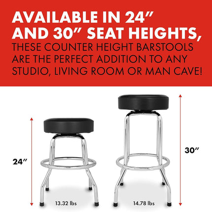 Fender Custom Shop Chevron Logo Swivel Barstool, Great Gifts for Dad, with 1 Year Limited Warranty, Simple Assembly, Black/Black, 24"