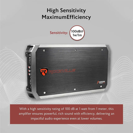Rockville RXA-F2 2400 Watt Peak / 1200w RMS 4 Channel Amplifier Car Stereo Amp